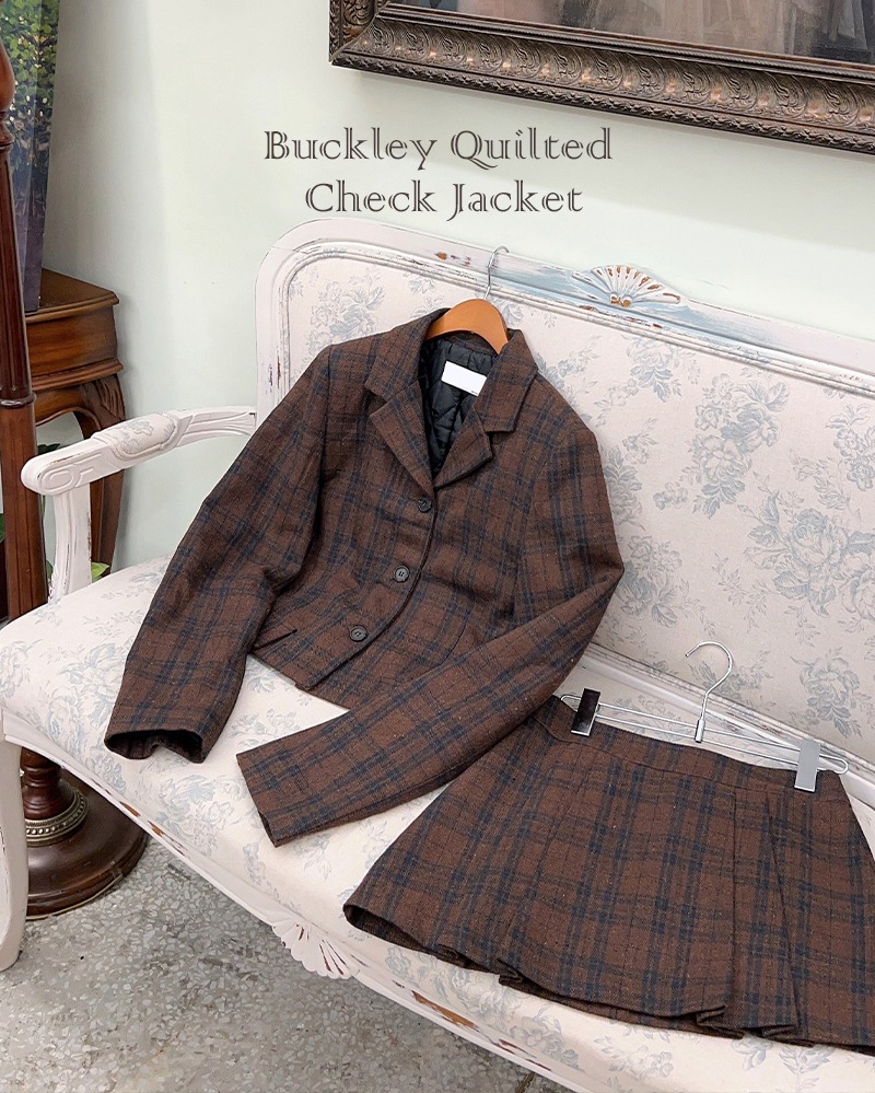 버클리 누빔 체크자켓(브라운,네이비) Buckley Quilted Check Jacket