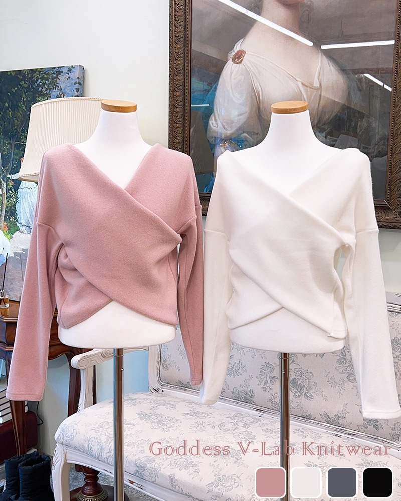 여신브이랩 니트(핑크/아이보리/멜란지그레이/블랙) Goddess V-Lab Knitwear