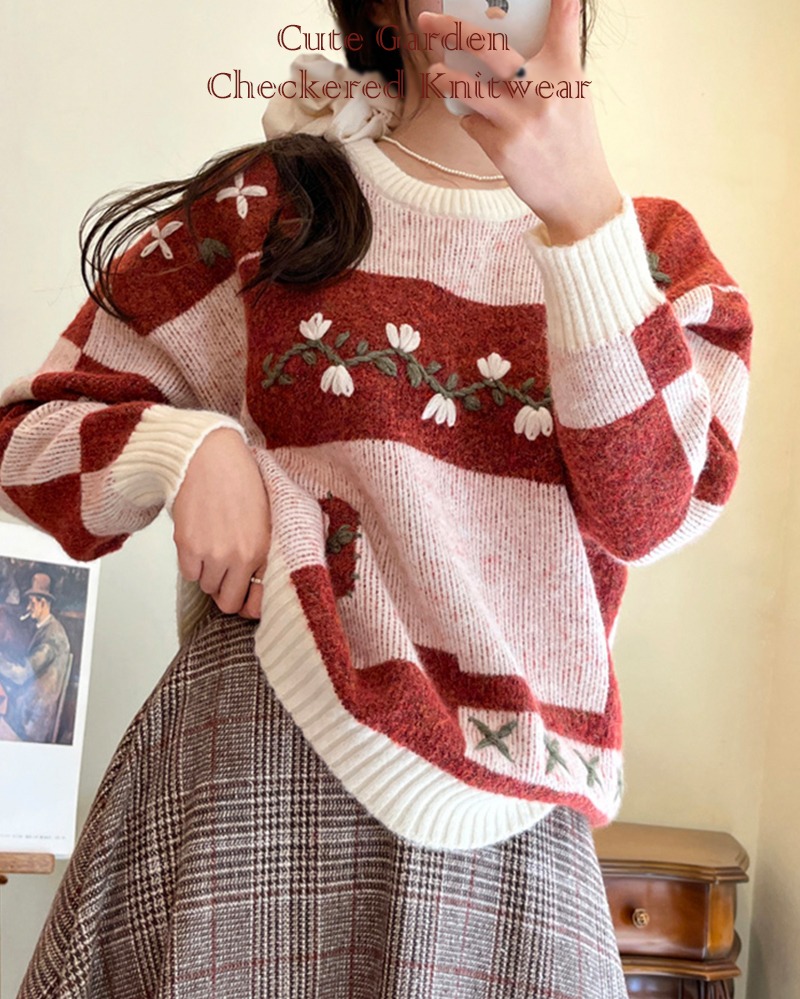 아기자기 텃밭체크니트 Cute Garden Checkered Knitwear